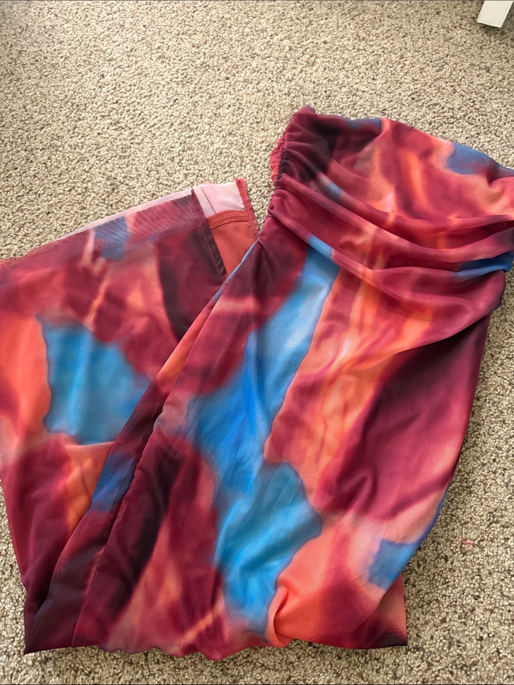 Colorful Tie-Dye Maxi Skirt - Red, Blue & Orange